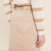 Jupe longue droite en jean denim beige femme