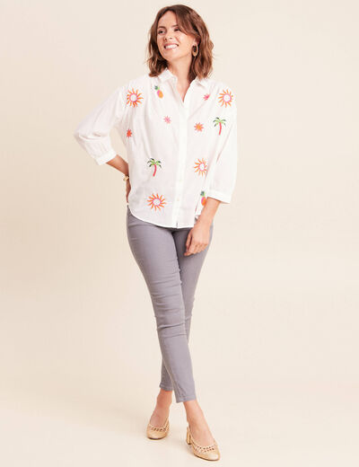 Chemise ample manches 3/4 col chemise ecru femme