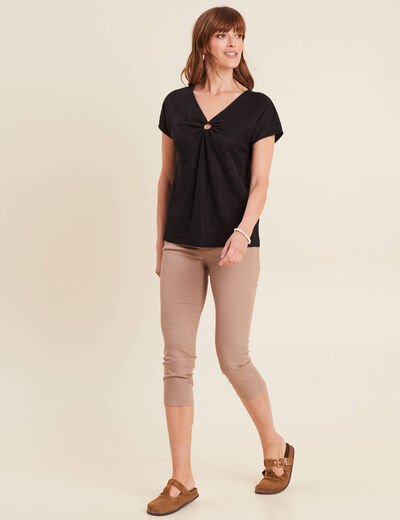 Pantacourt droit taille standard taupe femme