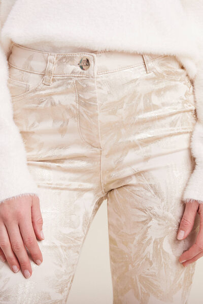 Pantalon ajusté denim blanc femme