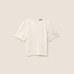 T-shirt col rond &agrave; dentelle ecru femme