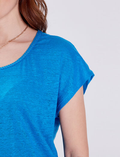 T-shirt manches courtes bleu femme