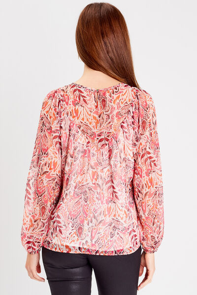 Blouse manches longues rose fushia femme