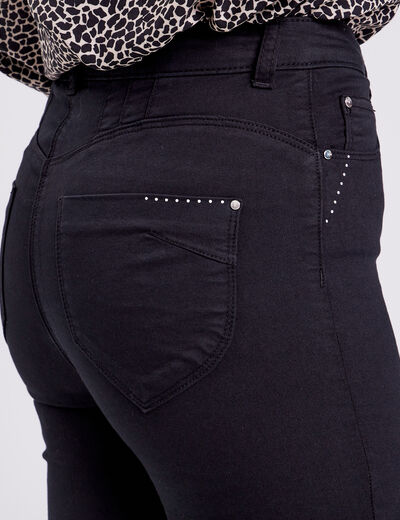 Pantacourt droit taille haute noir femme