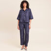Chemise col chemise manches 3/4 bleu femme