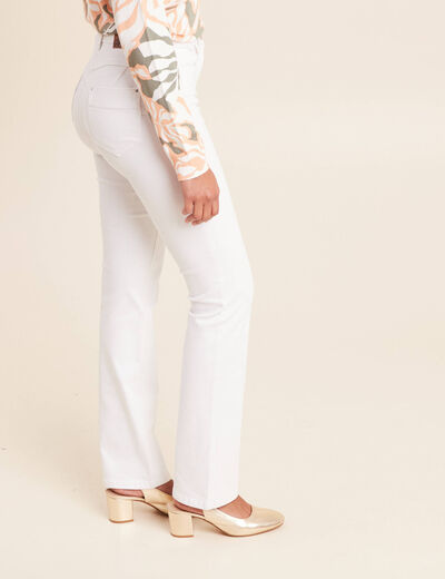 Jean coupe droite taille haute blanc femme
