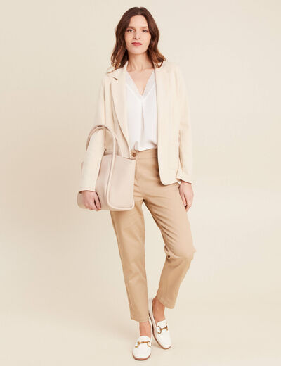 Pantalon coupe droite 7/8&egrave;me sable femme