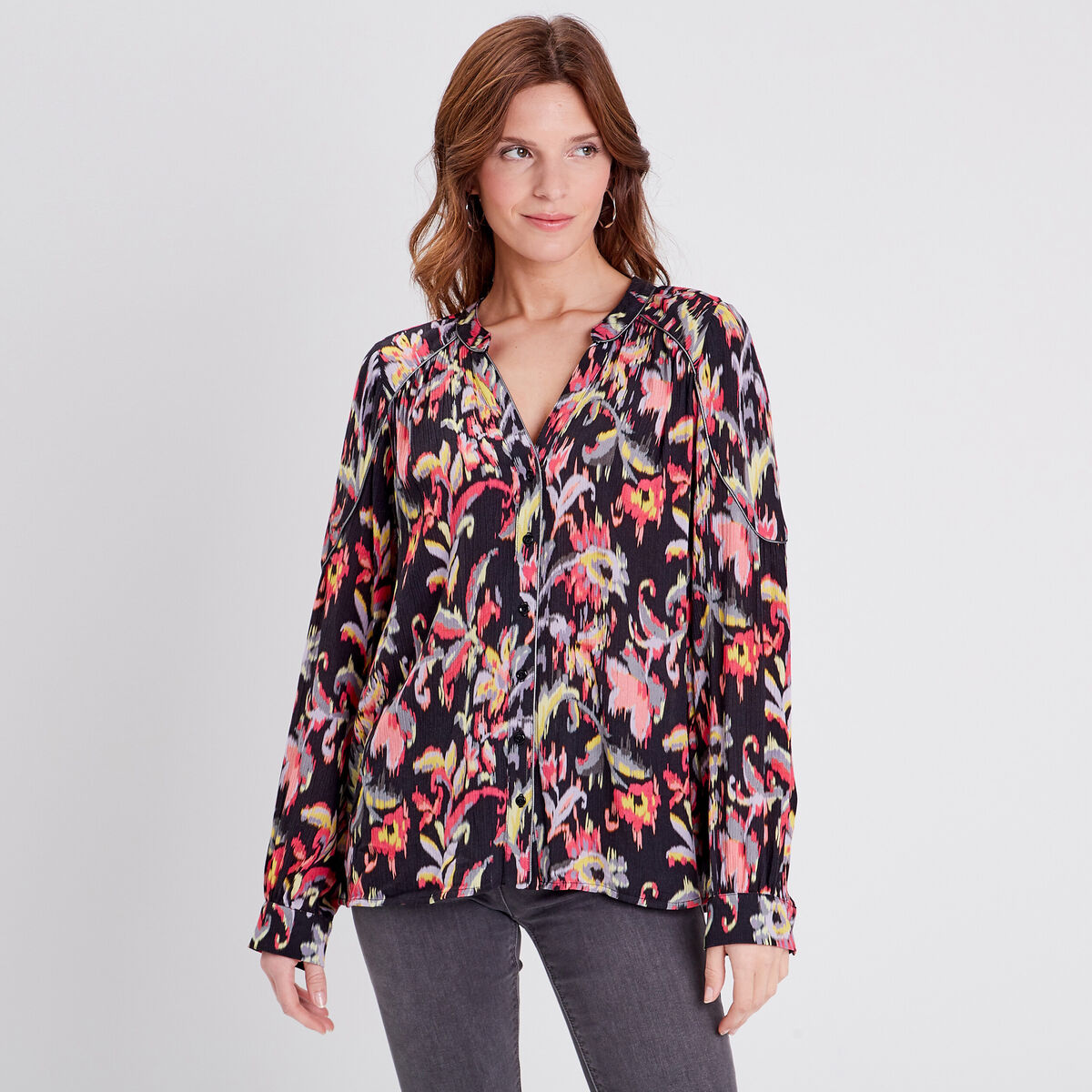 Blouse manches longues noir femme