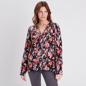 Blouse manches longues noir femme