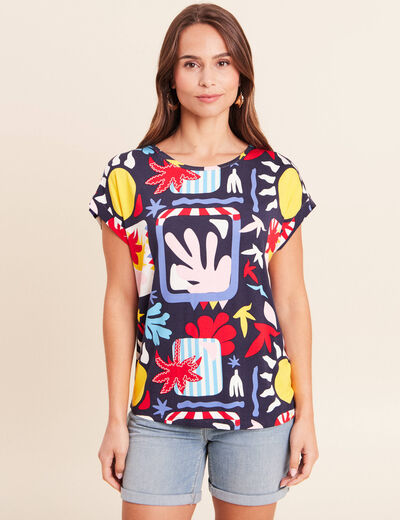 T-shirt manches courtes multicolore femme