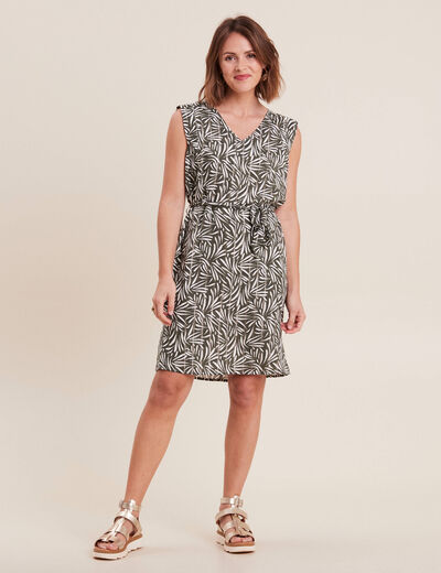 Robe droite ceinturée vert femme