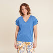 T-shirt manches courtes bleu femme