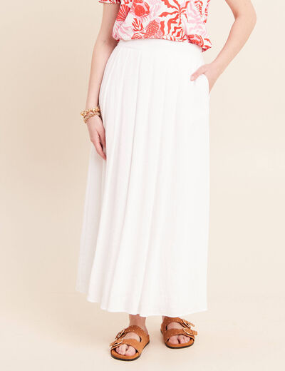 Jupe doubl&eacute;e ecru femme