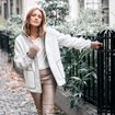 Manteau effet laine mouton &agrave; capuche ecru femme