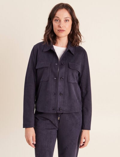 Veste doubl&eacute;e bleu fonc&eacute; femme