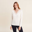 T-shirt thermo-douceur manches longues ecru femme