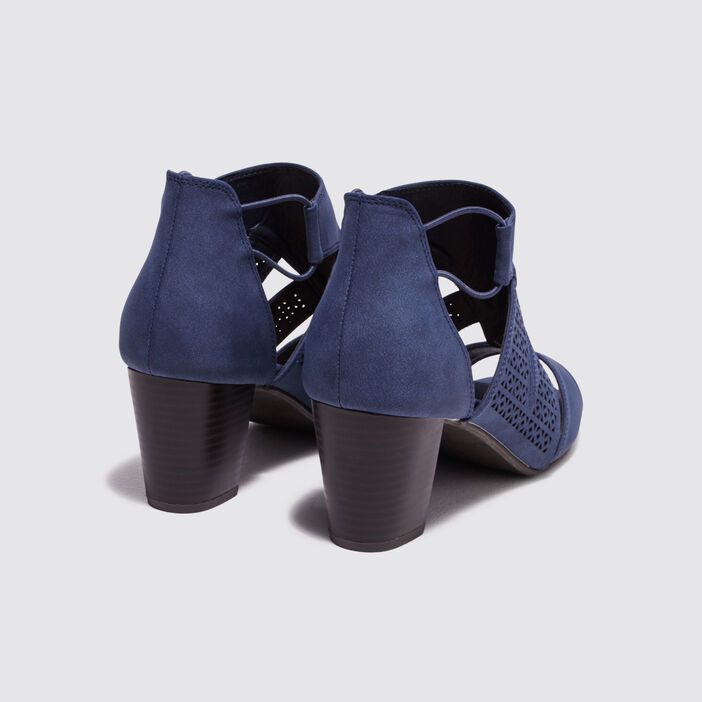 Sandales à talons perforées bleu marine femme