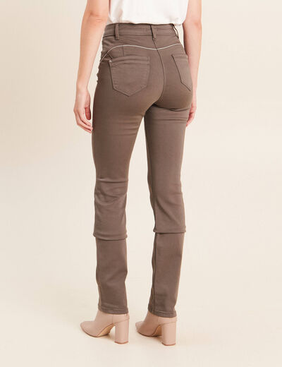 Pantalon droit taille haute vert kaki femme