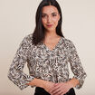 Blouse manches 3/4 noir femme