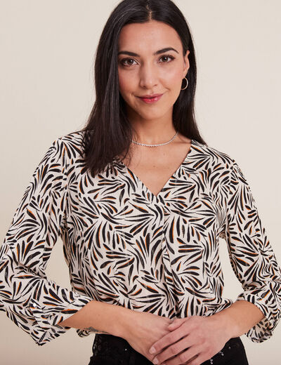 Blouse manches 3/4 noir femme