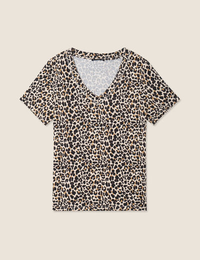 T-shirt manches courtes beige femme