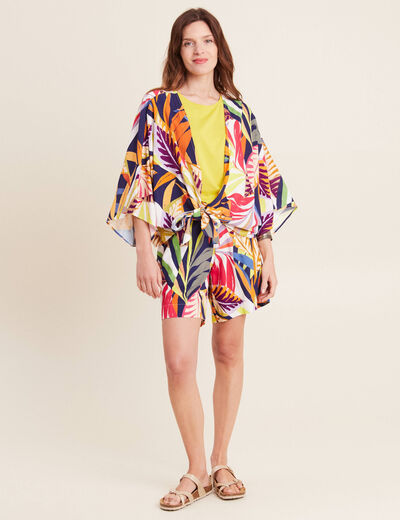 Poncho kimono manches 3/4 noué femme multicolore femme