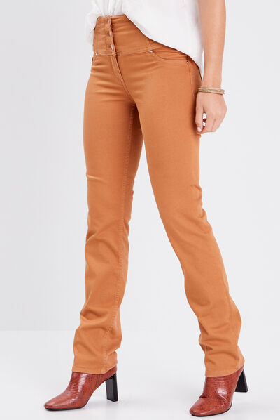 Pantalon droit camel femme