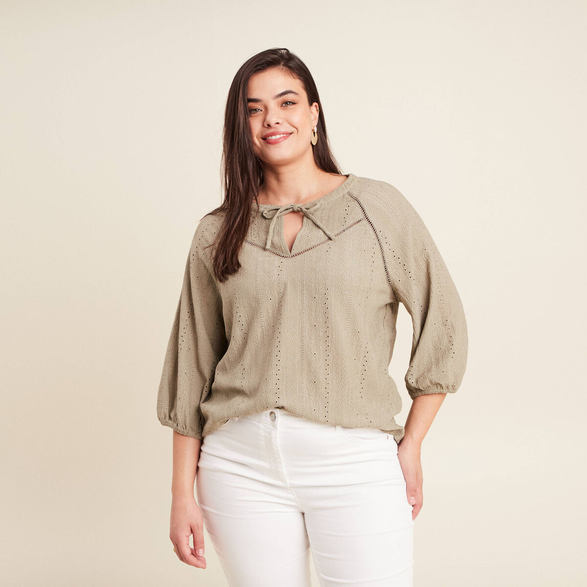Blouse manches 3/4 vert clair femme