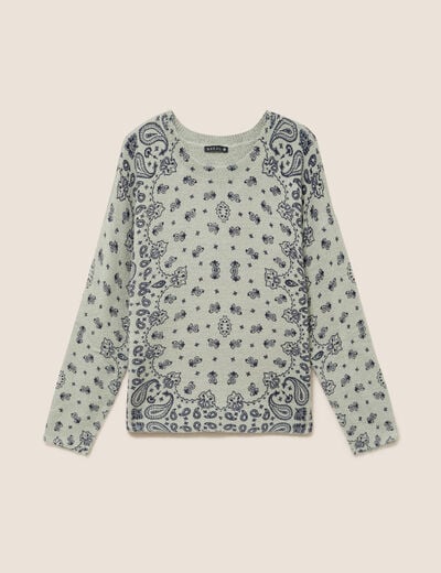 Pull col rond vert femme