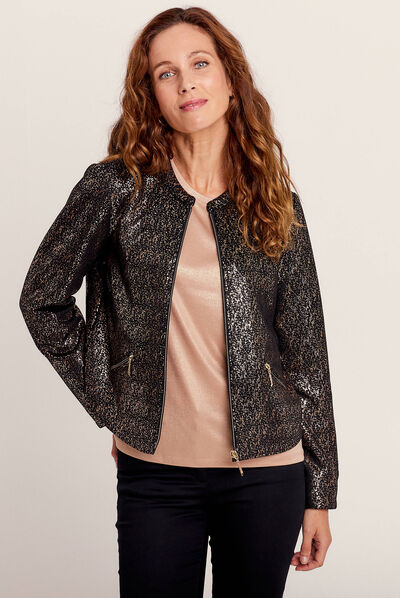 Veste ajustée zippée noir femme