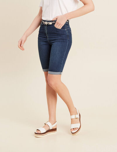 Bermuda ajusté en jean denim brut femme