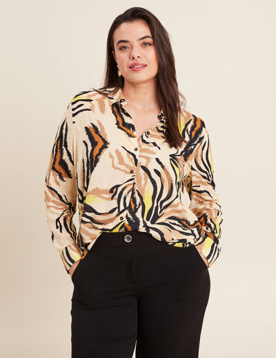 Chemise manches longues creme femme