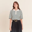 Polo ample col chemise vert femme
