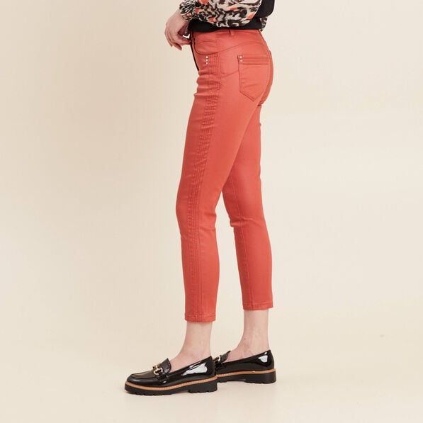 pantalon ajuste enduit vieux rose femme Pantalon ajusté enduit vieux rose femme