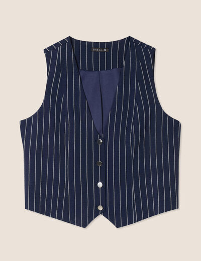 Gilet ajusté sans manches bleu foncé femme