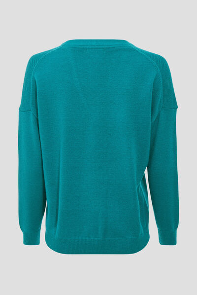 Pull manches longues vert foncé femme