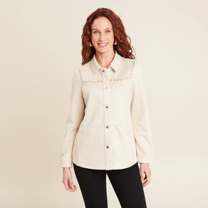 Veste suédine détails cloutés sable femme