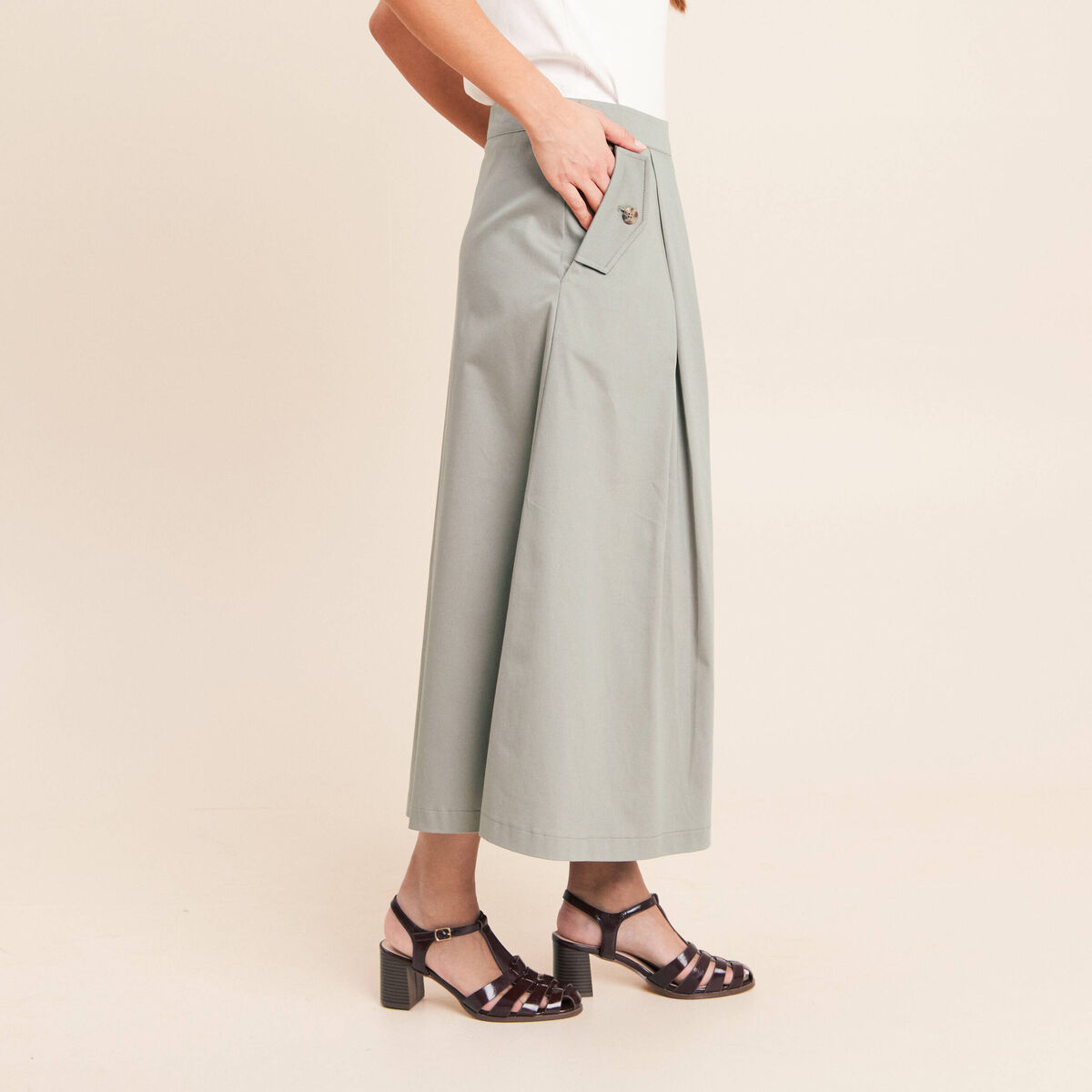 Jupe doubl&eacute;e vert clair femme