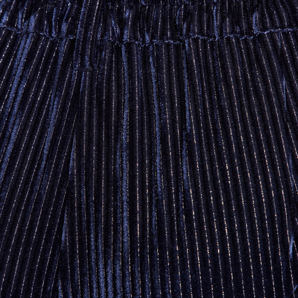 Pantalon large velours bleu fonc&eacute; femme