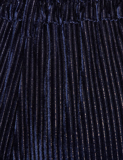 Pantalon large velours bleu foncé femme
