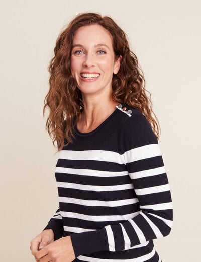 Pull manches longues bleu marine femme