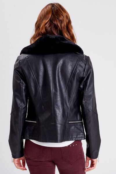 Veste esprit perfecto cintrée noir femme