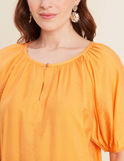 Blouse manches 3/4 orange clair femme