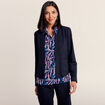 Veste ajustée col châle bleu marine femme