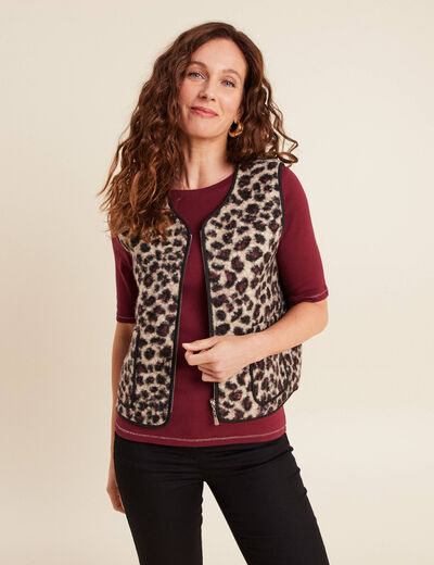 Gilet sans manches laine mouton beige femme
