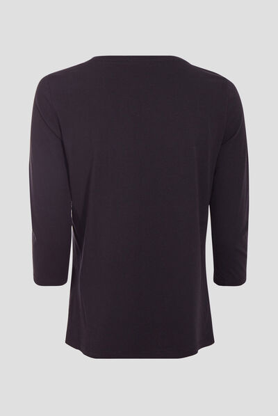 T-shirt manches 3/4 noir femme