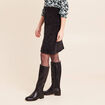 Jupe en velours longueur genoux noir femme