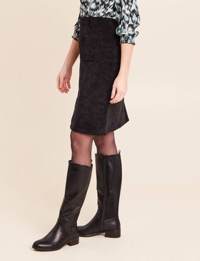 Jupe en velours longueur genoux noir femme