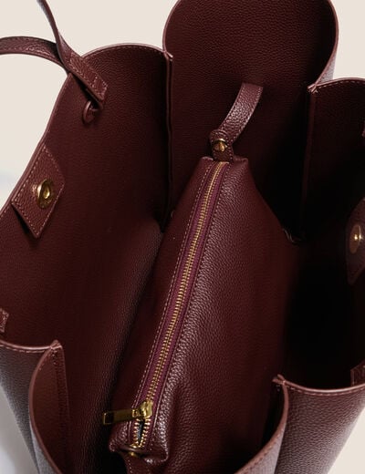 Sac cabas doubl&eacute; bordeaux femme