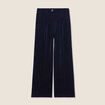 Pantalon large velours bleu fonc&eacute; femme